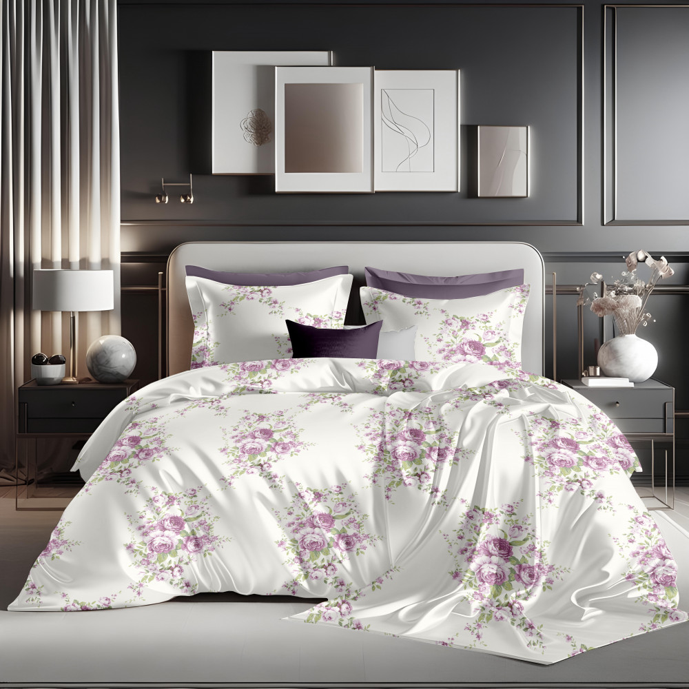 Image of Bliss Floral Print King Size 100% Pure Cotton 180 TC Bedheeet With Two Pillow Cover Set