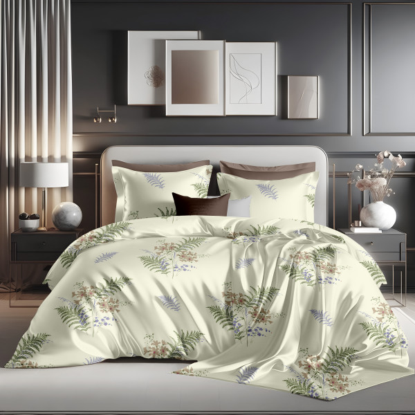 Bliss Floral Print King Size 100% Pure Cotton 180 TC Bedheeet With Two Pillow Cover Set
