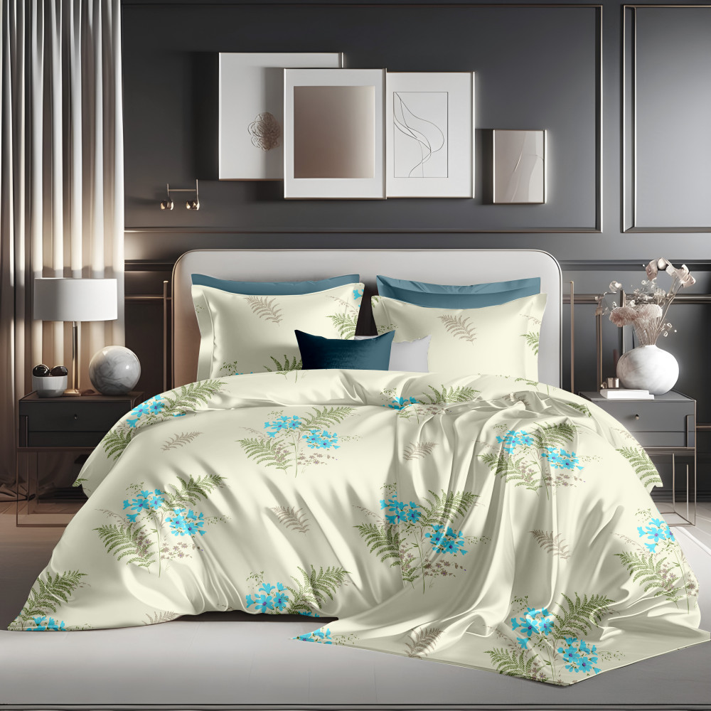 Image of Bliss Floral Print King Size 100% Pure Cotton 180 TC Bedheeet With Two Pillow Cover Set