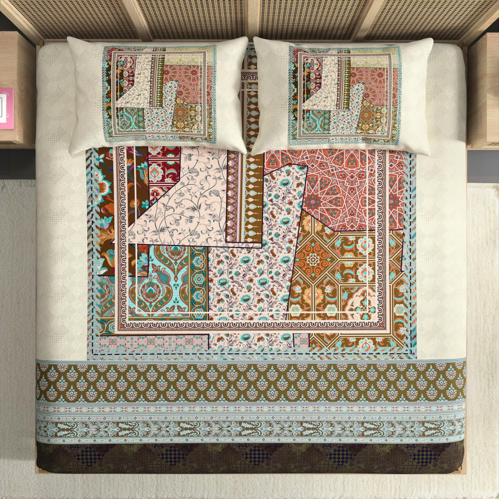 Image of Elegance 210 TC Pure 100% Cotton King Size Bedsheet With Two Pillow Cover Set