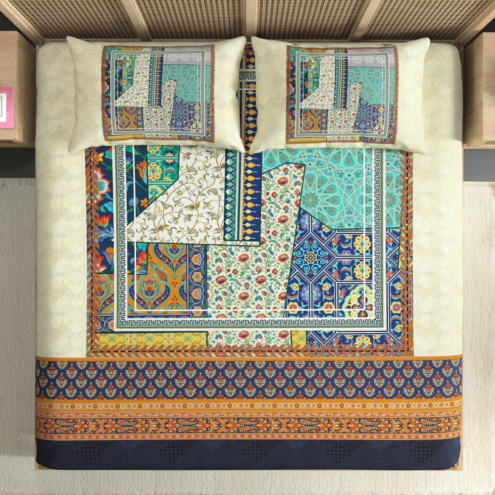 Image of Elegance 210 TC Pure 100% Cotton King Size Bedsheet With Two Pillow Cover Set