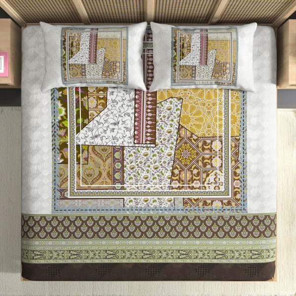 Elegance 210 TC Pure 100% Cotton King Size Bedsheet With Two Pillow Cover Set