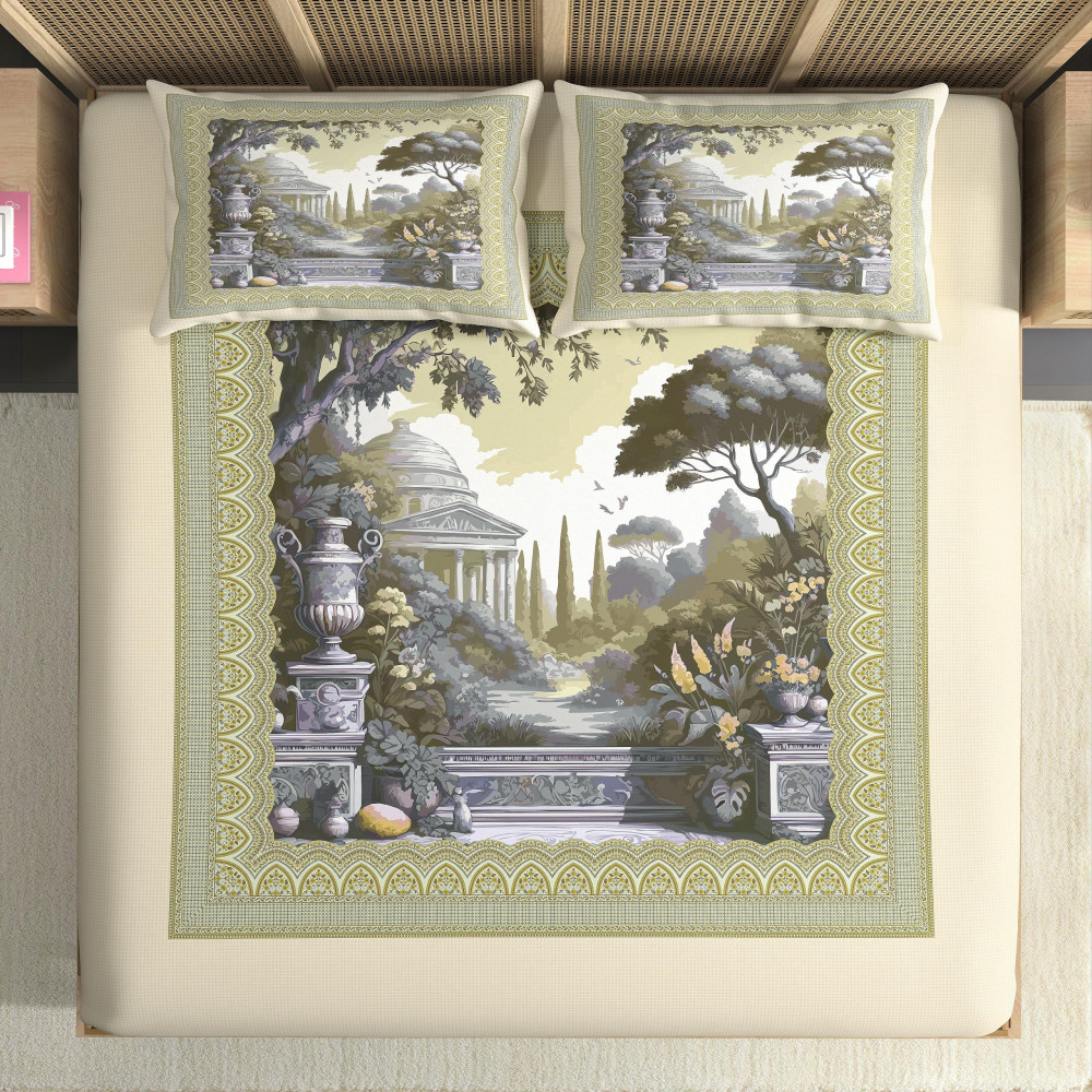 Image of Elegance 210 TC Pure 100% Cotton King Size Bedsheet With Two Pillow Cover Set