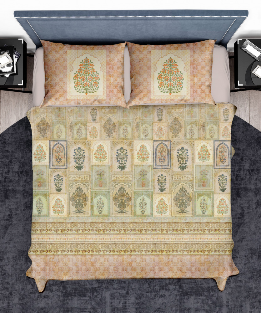 Image of Elegance 210 TC Pure 100% Cotton King Size Bedsheet With Two Pillow Cover Set