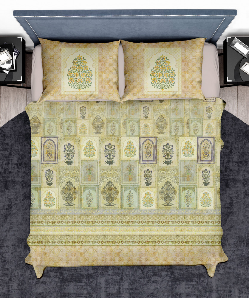 Image of Elegance 210 TC Pure 100% Cotton King Size Bedsheet With Two Pillow Cover Set