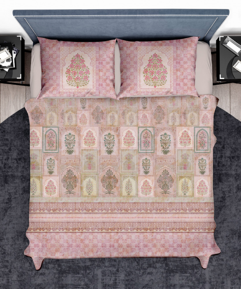 Image of Elegance 210 TC Pure 100% Cotton King Size Bedsheet With Two Pillow Cover Set