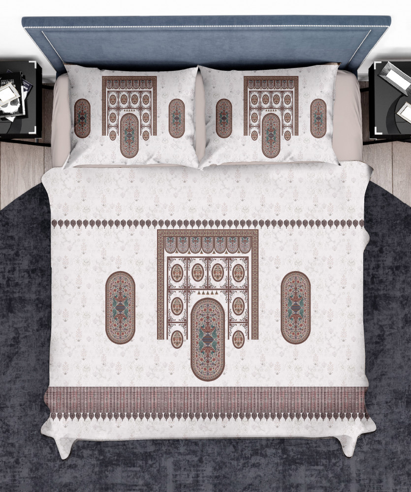 Image of Elegance 210 TC Pure 100% Cotton King Size Bedsheet With Two Pillow Cover Set