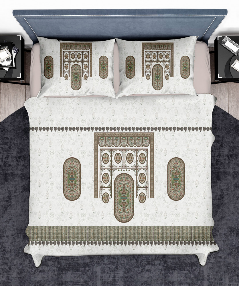 Image of Elegance 210 TC Pure 100% Cotton King Size Bedsheet With Two Pillow Cover Set