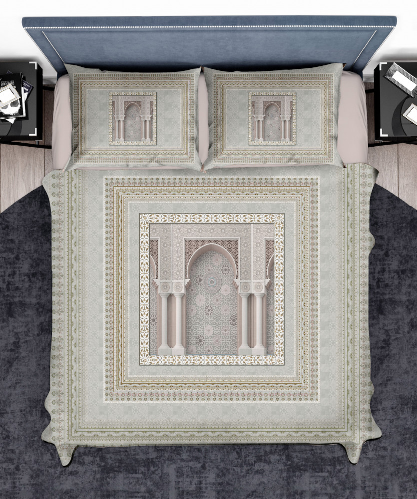 Image of Elegance 210 TC Pure 100% Cotton King Size Bedsheet With Two Pillow Cover Set