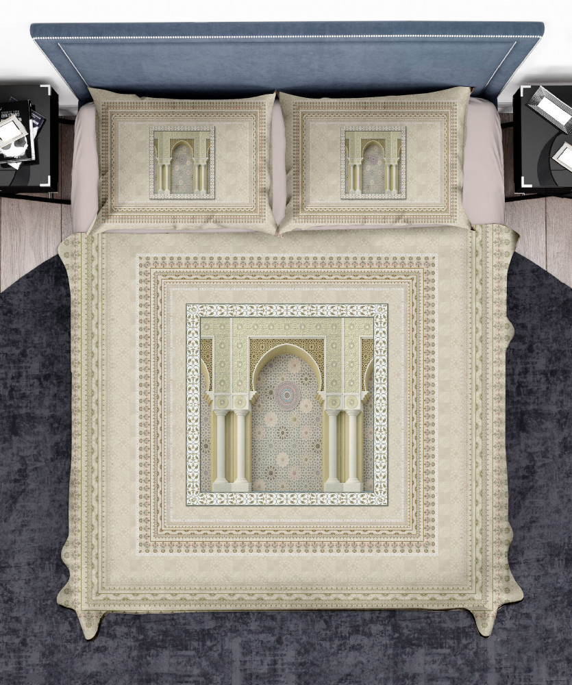 Image of Elegance 210 TC Pure 100% Cotton King Size Bedsheet With Two Pillow Cover Set