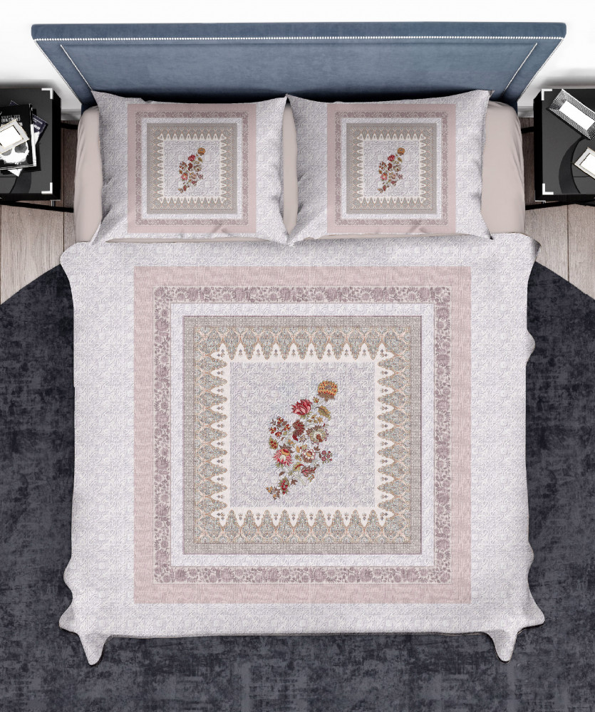 Image of Elegance 210 TC Pure 100% Cotton King Size Bedsheet With Two Pillow Cover Set