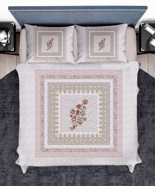 Elegance 210 TC Pure 100% Cotton King Size Bedsheet With Two Pillow Cover Set