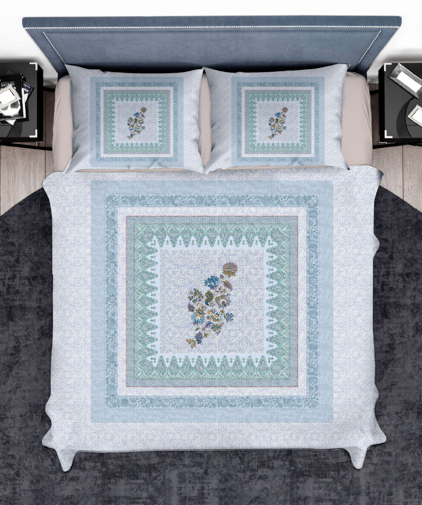 Image of Elegance 210 TC Pure 100% Cotton King Size Bedsheet With Two Pillow Cover Set