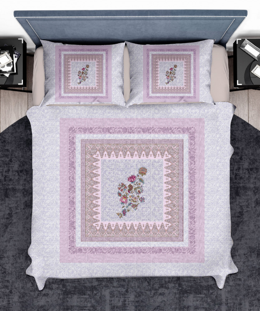 Image of Elegance 210 TC Pure 100% Cotton King Size Bedsheet With Two Pillow Cover Set