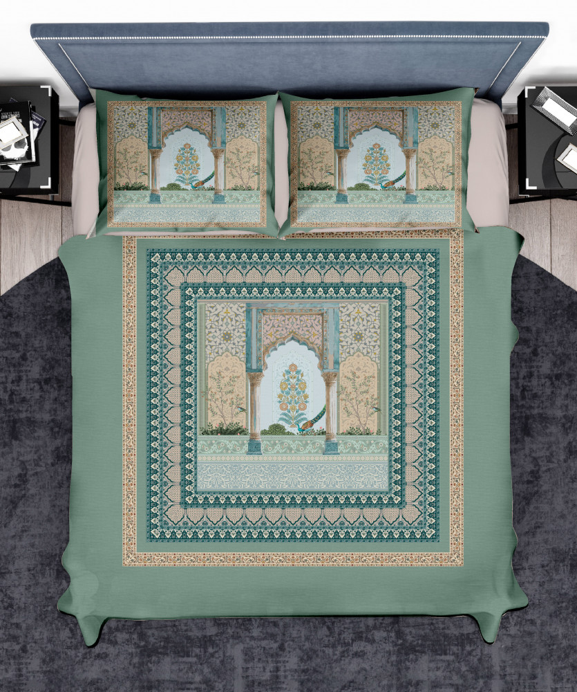 Image of Elegance 210 TC Pure 100% Cotton King Size Bedsheet With Two Pillow Cover Set