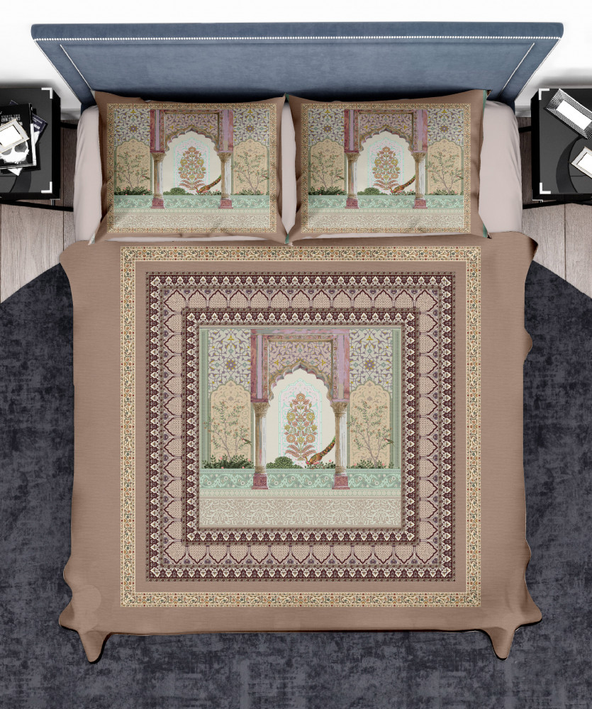 Image of Elegance 210 TC Pure 100% Cotton King Size Bedsheet With Two Pillow Cover Set