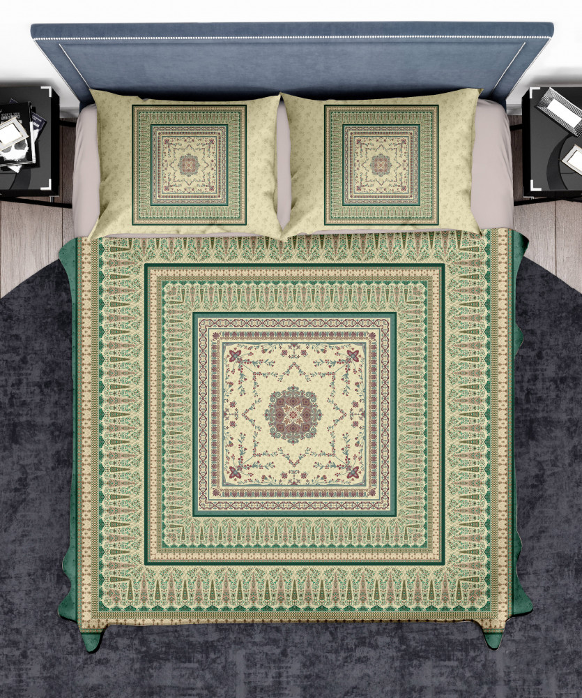 Image of Elegance 210 TC Pure 100% Cotton King Size Bedsheet With Two Pillow Cover Set