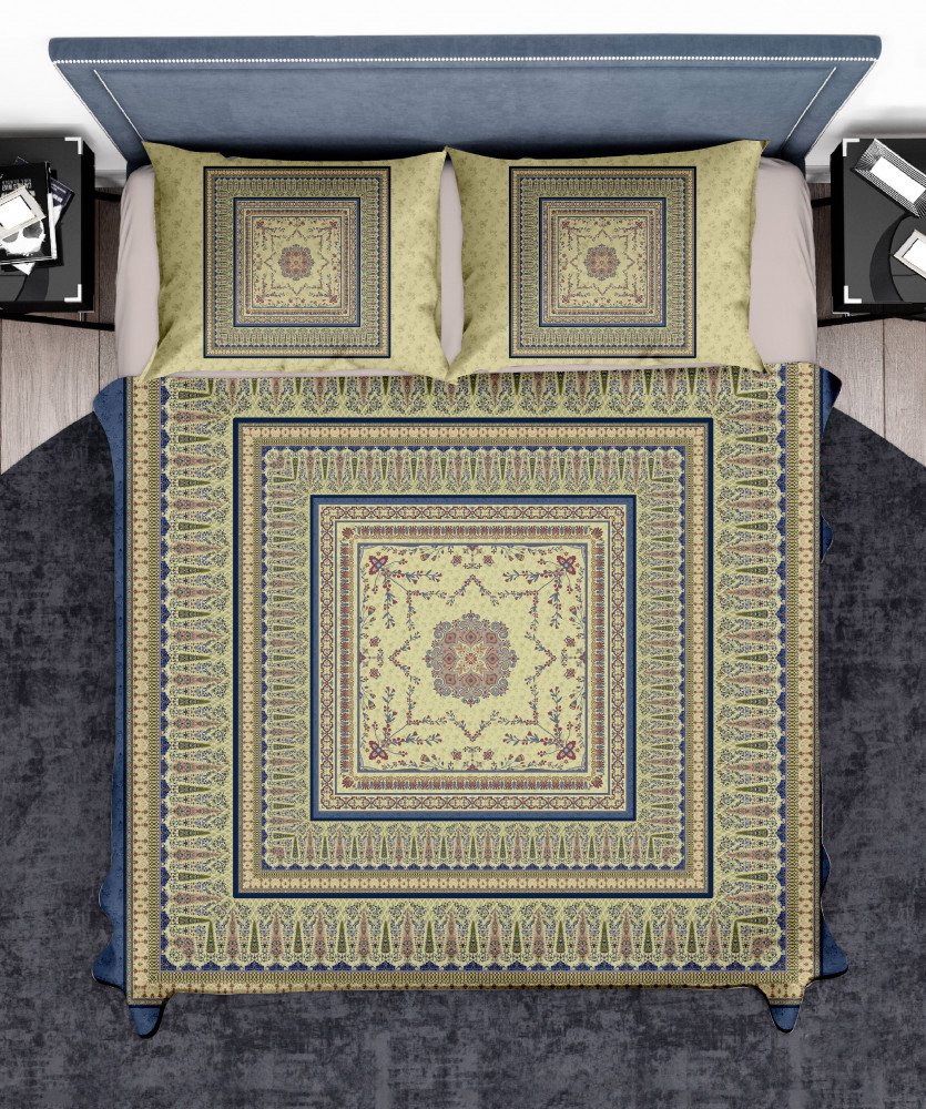 Image of Elegance 210 TC Pure 100% Cotton King Size Bedsheet With Two Pillow Cover Set