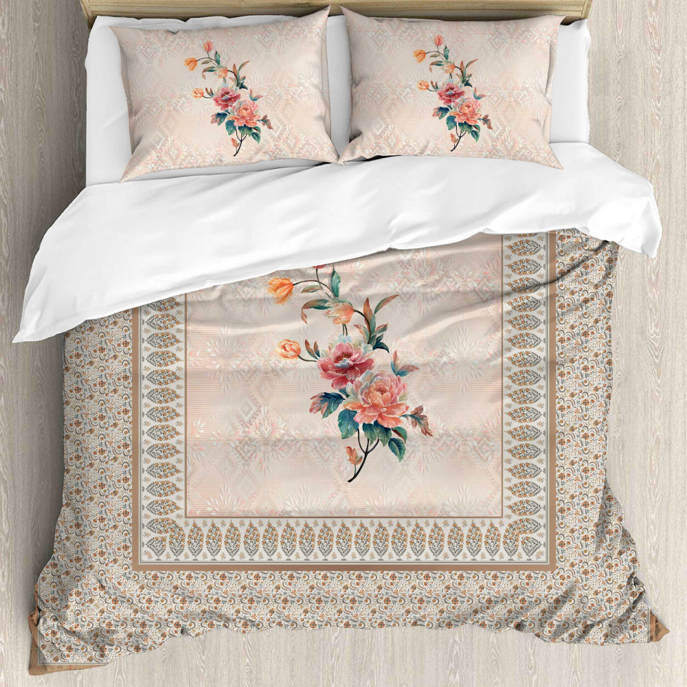 Image of Elegance 210 TC Pure 100% Cotton King Size Bedsheet With Two Pillow Cover Set