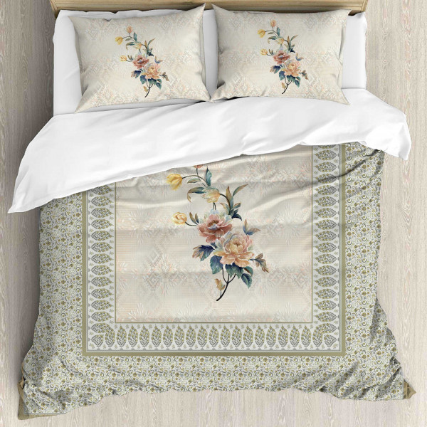 Elegance 210 TC Pure 100% Cotton King Size Bedsheet With Two Pillow Cover Set