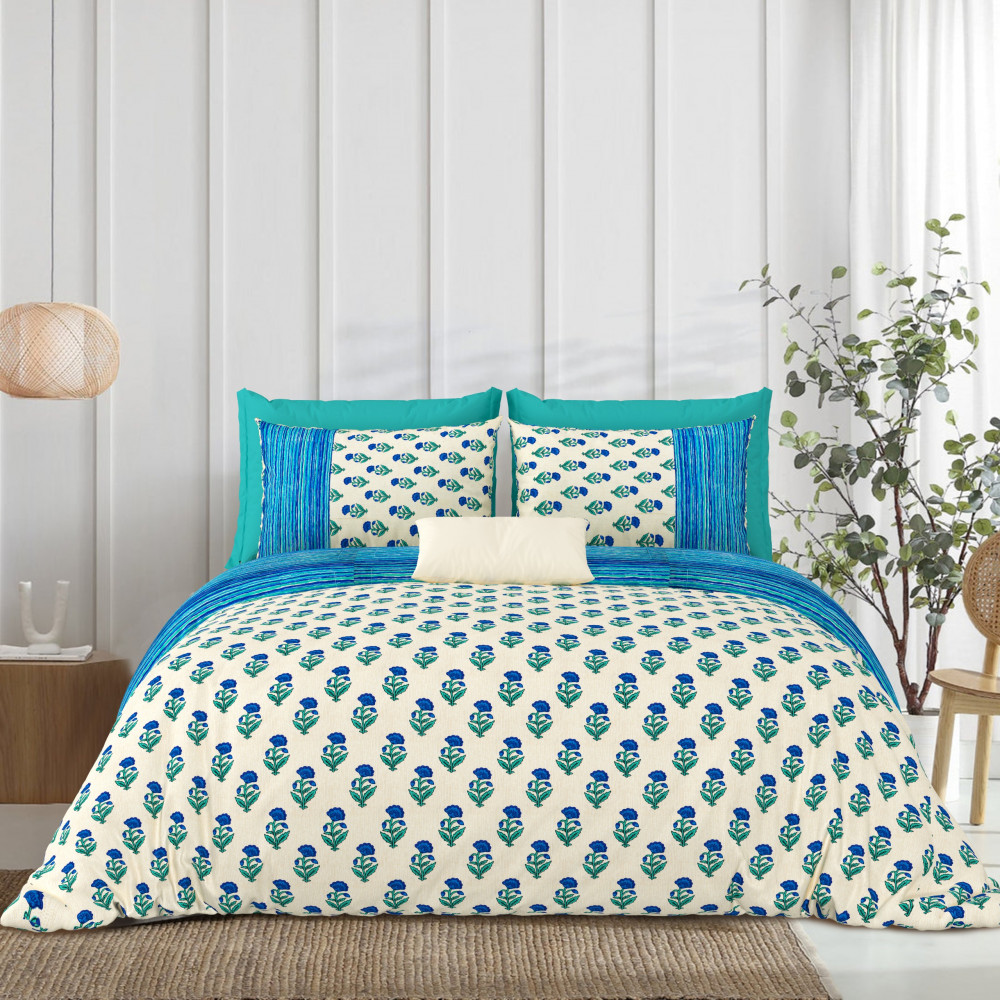Gharana Double Bedsheet 100% Pure Cotton 180 TC Bedheeet With Two Pillow Cover Set of 18 Bedsheet
