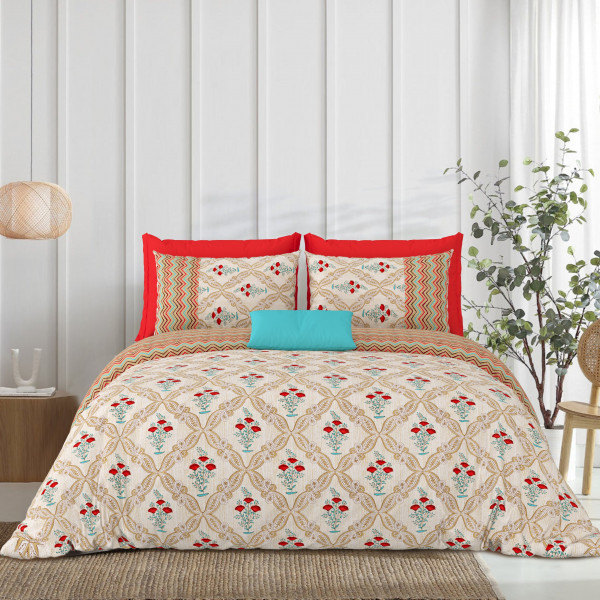 Gharana Double Bedsheet 100% Pure Cotton 180 TC Bedheeet With Two Pillow Cover Set of 18 Bedsheet