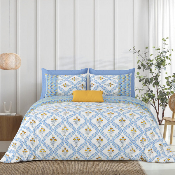 Gharana Double Bedsheet 100% Pure Cotton 180 TC Bedheeet With Two Pillow Cover Set of 18 Bedsheet