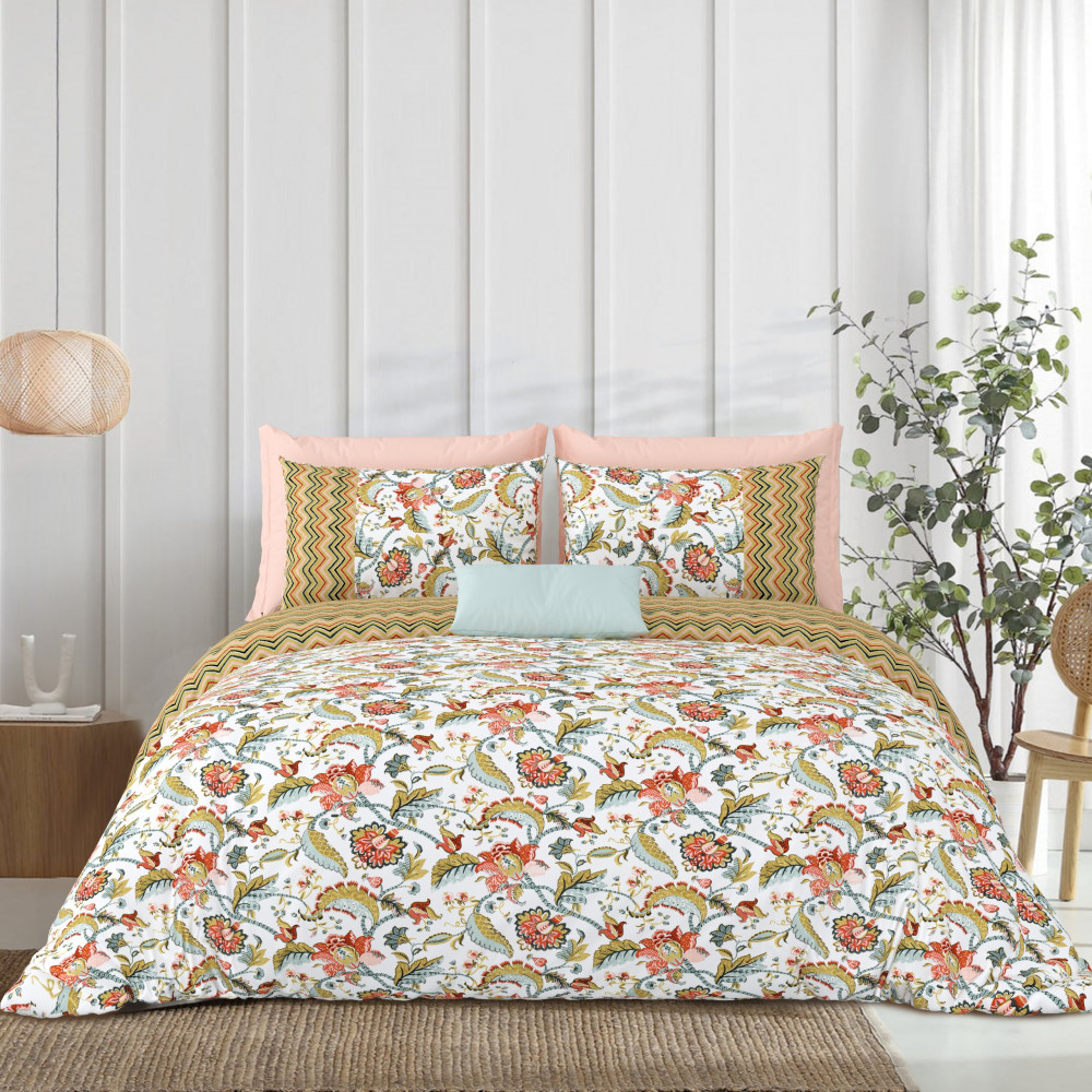 Gharana Double Bedsheet 100% Pure Cotton 180 TC Bedheeet With Two Pillow Cover Set of 18 Bedsheet