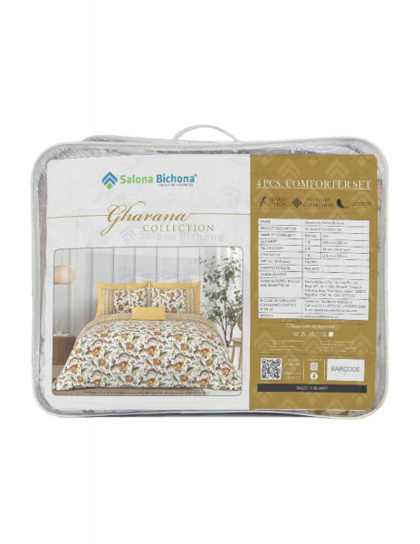 GHARANA DOUBLE COMFORTER SET Cotton Fabric With Bedsheet With Two Pillow Cover Set of 8 Comforter Set