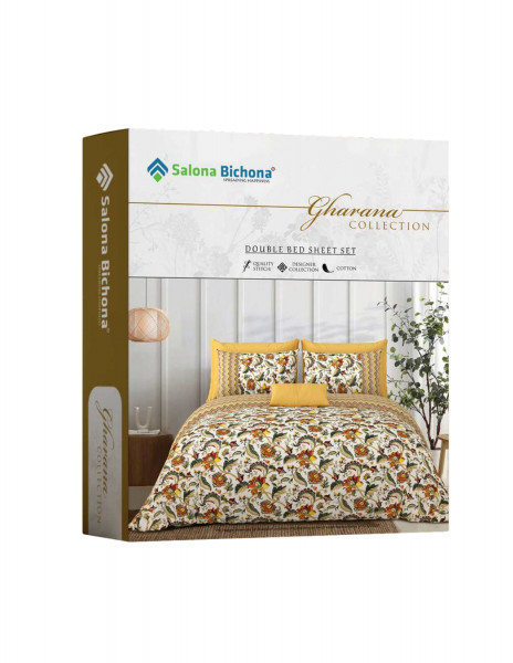 Gharana Double Bedsheet 100% Pure Cotton 180 TC Bedheeet With Two Pillow Cover Set of 18 Bedsheet