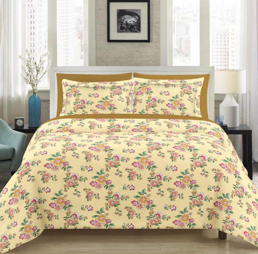 Image of GULMOHAR Double Bedsheet 100% Pure Cotton 120 TC Bedsheeet With Two Pillow Cover Set