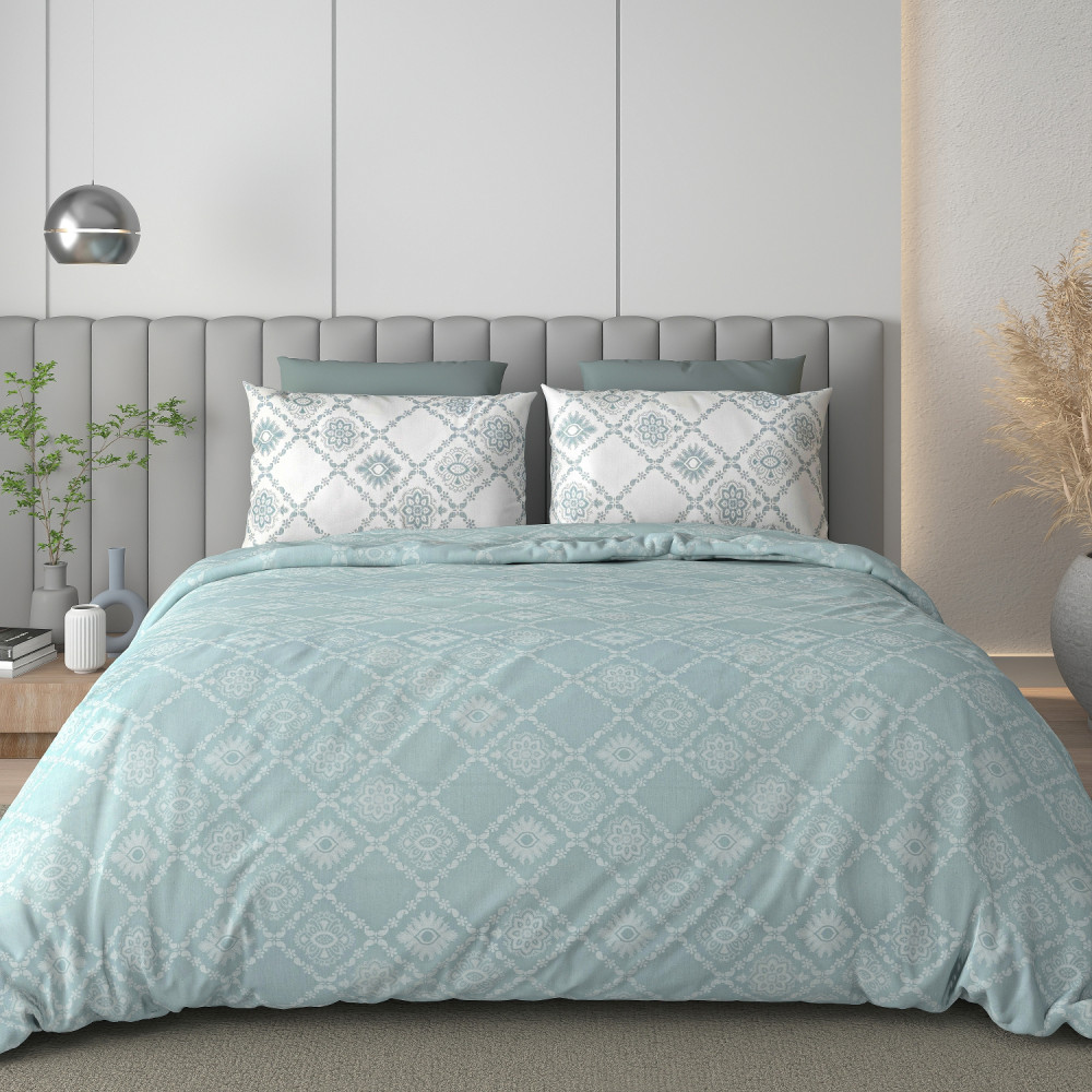 Image of Happy Life 210 TC Pure 100% Cotton King Size Bedsheet With Two Pillow Cover Set