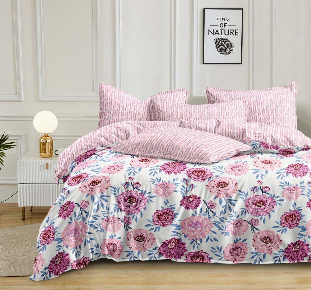 IMPRESSION Double Bedsheet 100% Pure Cotton 180 TC Bedsheeet With Two Pillow Cover Set of 18 Bedsheet