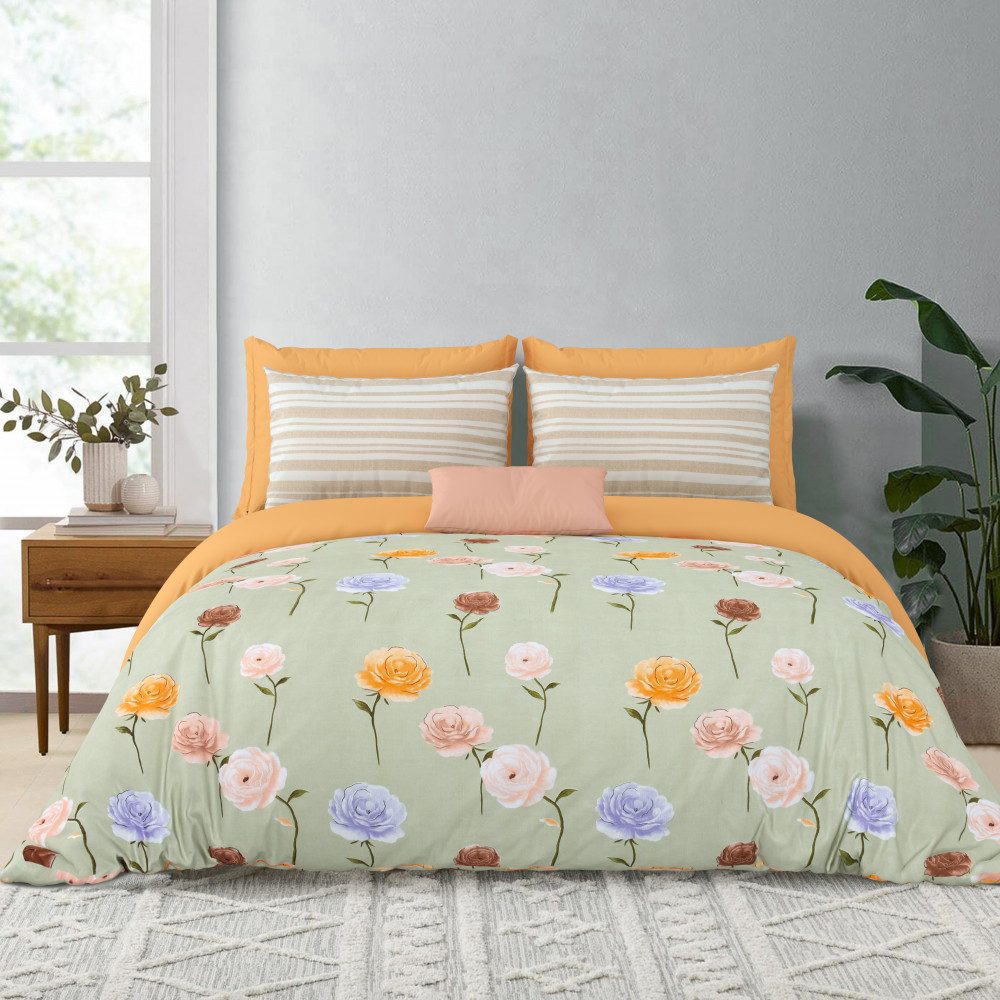 IMPRESSION Double Comforter SET Microfiber Fabric With Bedsheet With Two Pillow Cover Set of 8 Comforter Set