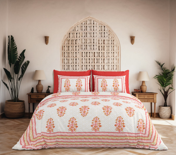 JAIPURI Double Bedsheet 100% Pure Cotton 180 TC Bedsheeet With Two Pillow Cover Set