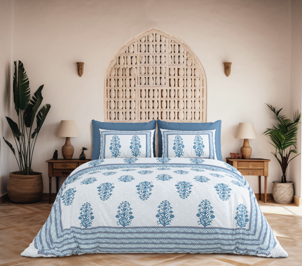 Image of JAIPURI Double Bedsheet 100% Pure Cotton 180 TC Bedsheeet With Two Pillow Cover Set