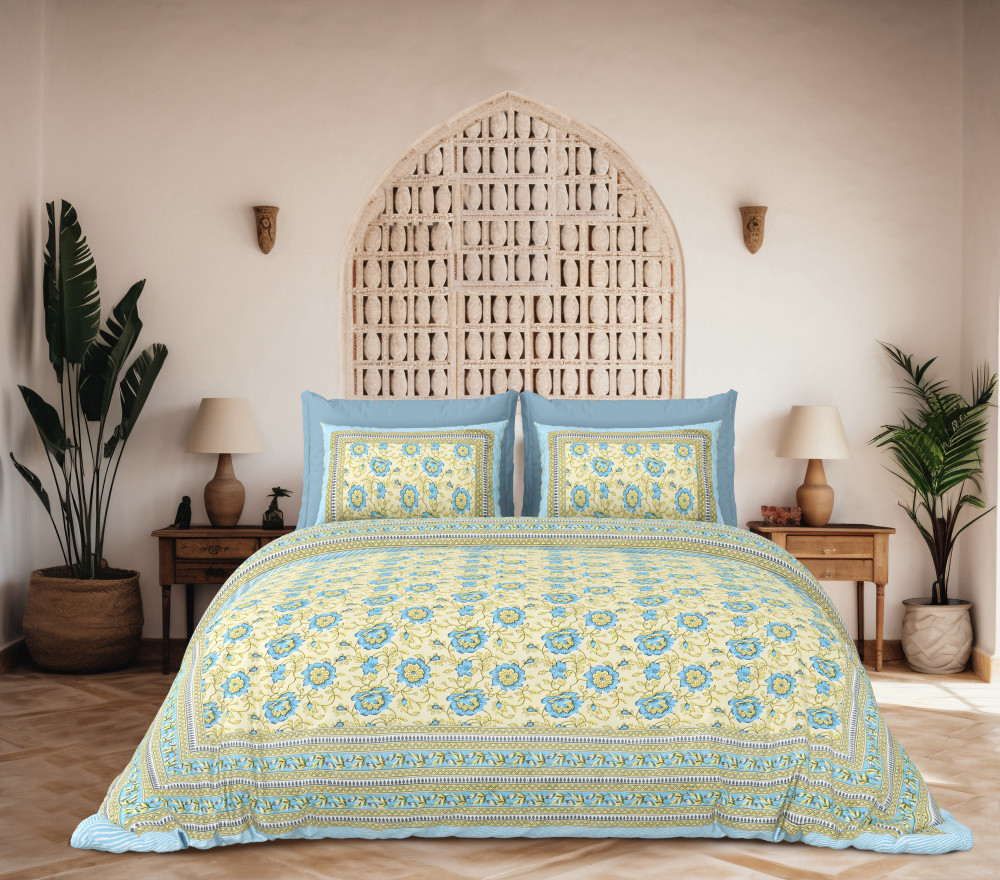 JAIPURI Double Bedsheet 100% Pure Cotton 180 TC Bedsheeet With Two Pillow Cover Set of 18 Bedsheet