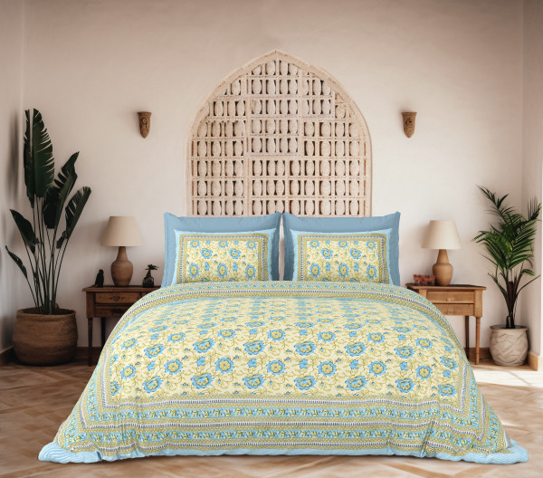 JAIPURI Double Bedsheet 100% Pure Cotton 180 TC Bedsheeet With Two Pillow Cover Set of 18 Bedsheet