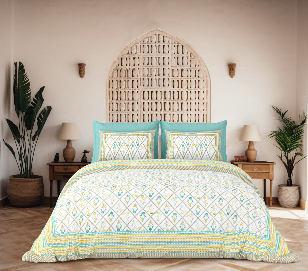 JAIPURI Double Bedsheet 100% Pure Cotton 180 TC Bedsheeet With Two Pillow Cover Set of 18 Bedsheet