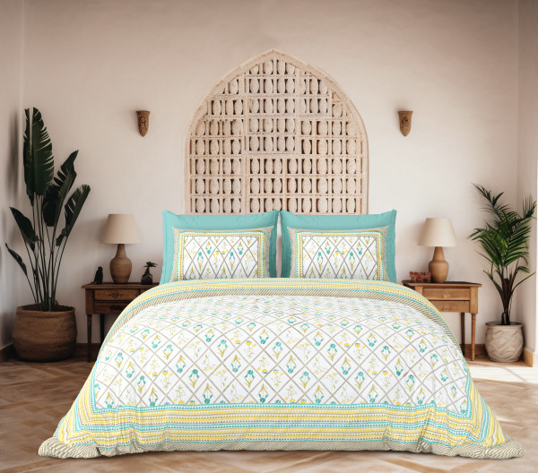 JAIPURI Double Bedsheet 100% Pure Cotton 180 TC Bedsheeet With Two Pillow Cover Set of 18 Bedsheet