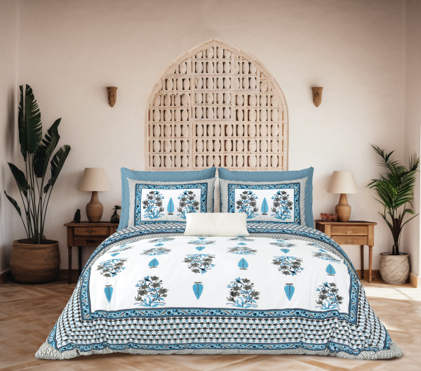 JAIPURI Double Bedsheet 100% Pure Cotton 180 TC Bedsheeet With Two Pillow Cover Set of 18 Bedsheet