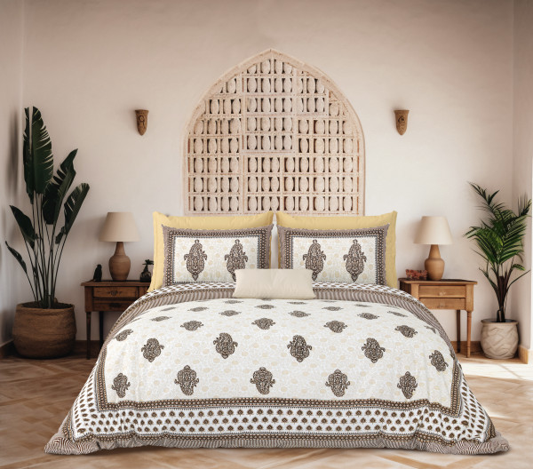 JAIPURI Double Bedsheet 100% Pure Cotton 180 TC Bedsheeet With Two Pillow Cover Set of 18 Bedsheet