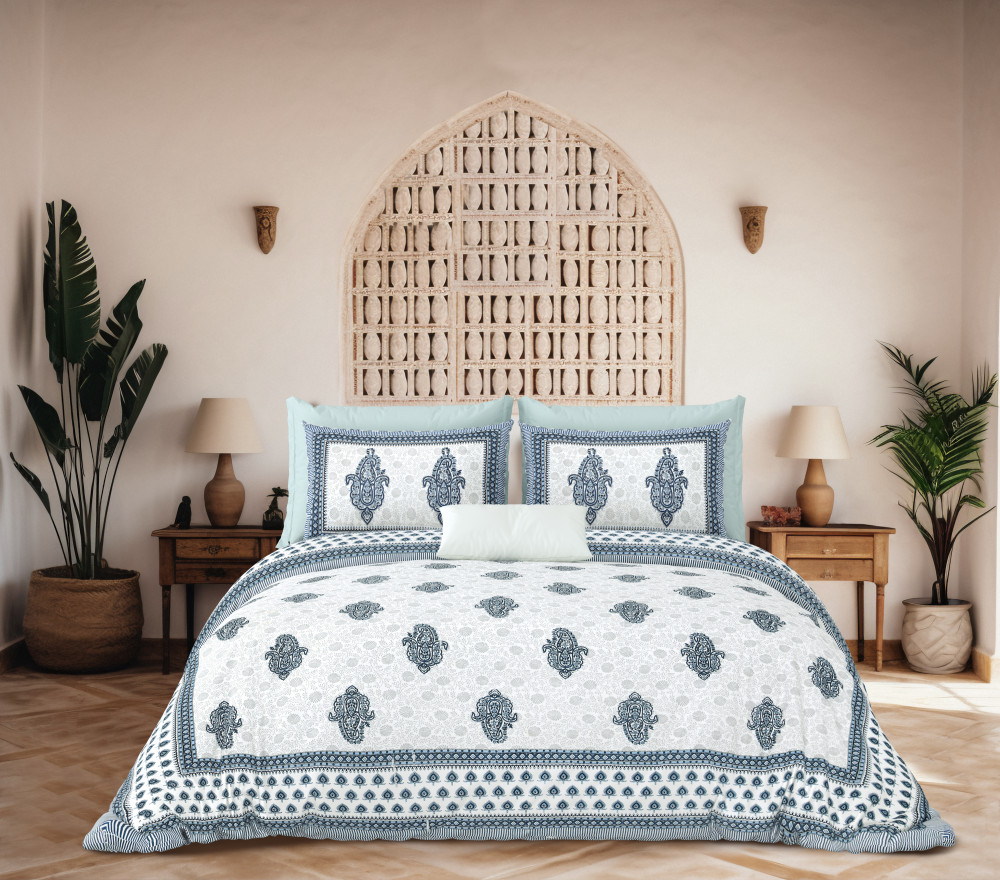 JAIPURI Double Bedsheet 100% Pure Cotton 180 TC Bedsheeet With Two Pillow Cover Set of 18 Bedsheet