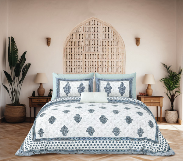 JAIPURI Double Bedsheet 100% Pure Cotton 180 TC Bedsheeet With Two Pillow Cover Set of 18 Bedsheet