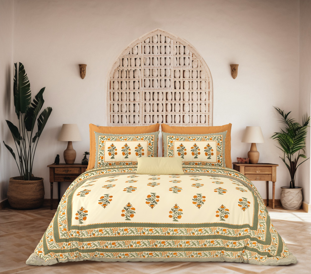 JAIPURI Double Bedsheet 100% Pure Cotton 180 TC Bedsheeet With Two Pillow Cover Set of 18 Bedsheet