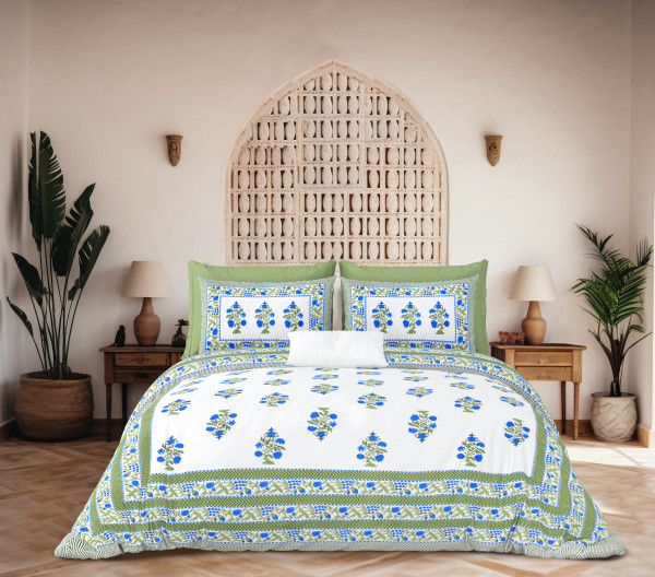 JAIPURI Double Bedsheet 100% Pure Cotton 180 TC Bedsheeet With Two Pillow Cover Set of 18 Bedsheet