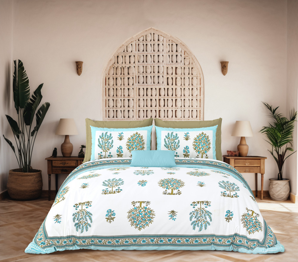 Image of JAIPURI Double Bedsheet 100% Pure Cotton 180 TC Bedsheeet With Two Pillow Cover Set