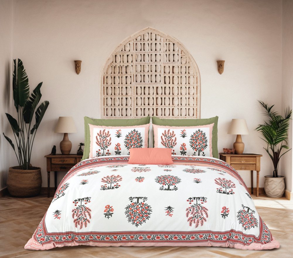 Image of JAIPURI Double Bedsheet 100% Pure Cotton 180 TC Bedsheeet With Two Pillow Cover Set