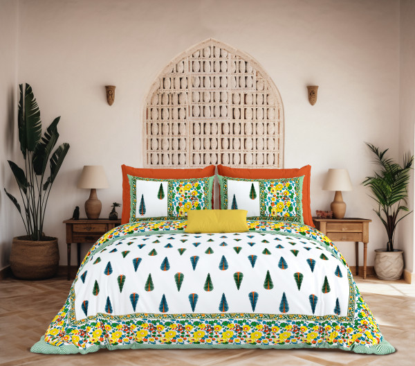 JAIPURI Double Bedsheet 100% Pure Cotton 180 TC Bedsheeet With Two Pillow Cover Set of 18 Bedsheet