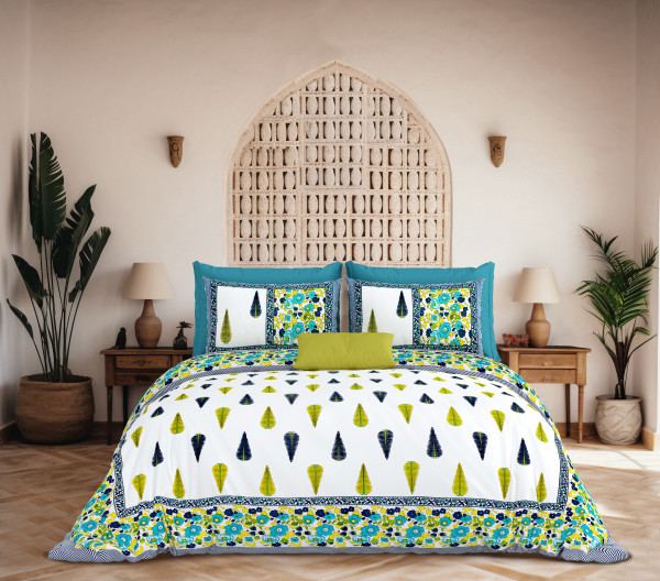 JAIPURI Double Bedsheet 100% Pure Cotton 180 TC Bedsheeet With Two Pillow Cover Set of 18 Bedsheet